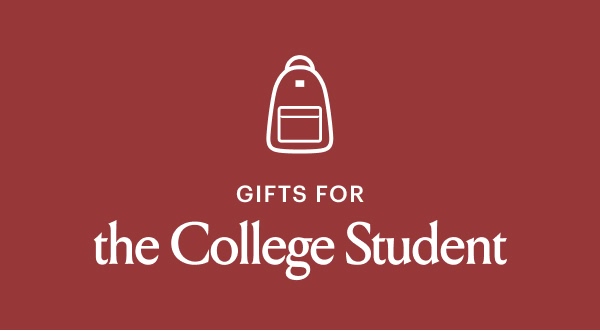 a red square with a backpack icon in the middle that say Gifts for the College Student